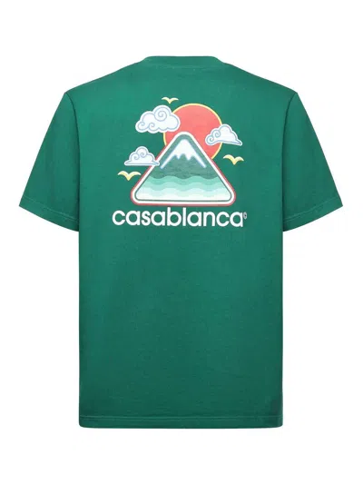 Casablanca Montagne Ondulee Crewneck T-shirt In Green