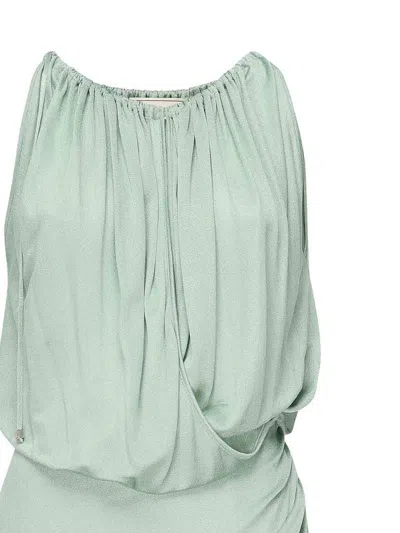 Blumarine Draped Jersey Long Dress In Green