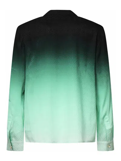 Casablanca 'ping Pong' Jacquard Silk Shirt In Green