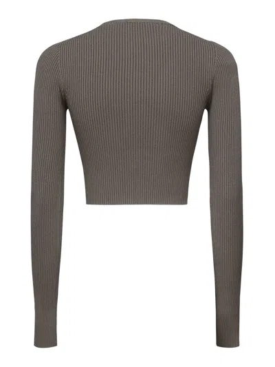Max Mara Viscose Crepe Crop Top In Gray