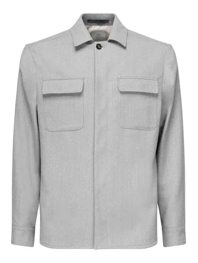 Eleventy Double-pocket Button-front Jacket In Gray