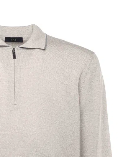 Fay Wool Polo In Gray
