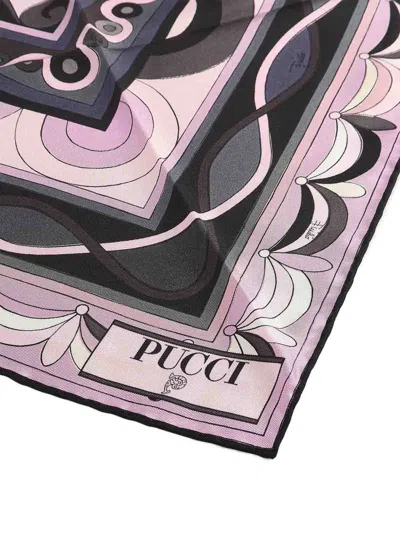 Pucci Printed Silk Twill Triangle Scarf In Pink