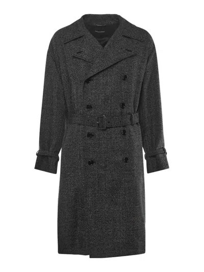Dolce & Gabbana Dolce&gabbana Grey Wool Double-breasted Coat Men In Black