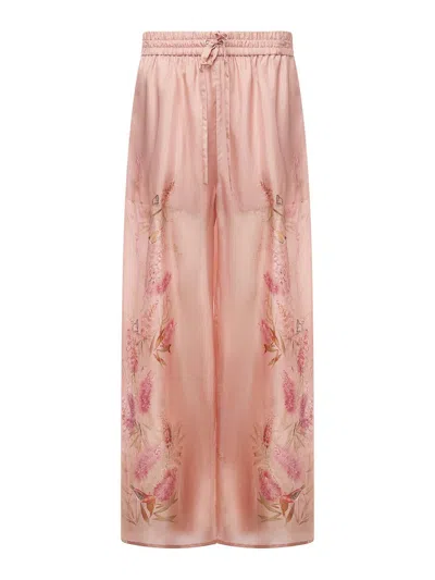 Zimmermann Pantalone Pigiama Cascadian In Raso Rosa Antico  Donna In Nude