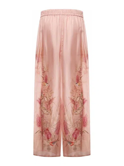 Zimmermann Pantalone Pigiama Cascadian In Raso Rosa Antico  Donna In Nude