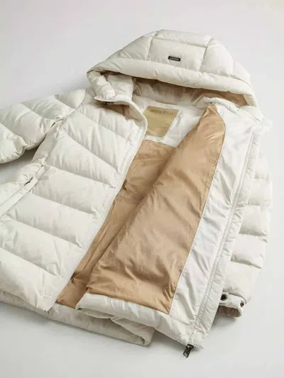Woolrich Shirley Down Jacket In Microfiber In White