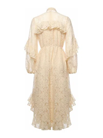 Zimmermann Memento Ruffled Lace Dress In Brown
