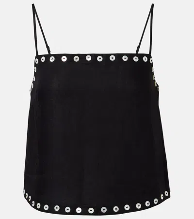 Staud Kirra Linen-blend Tank Top In Animal Print