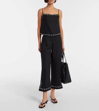 Staud Kirra Linen-blend Tank Top In Animal Print