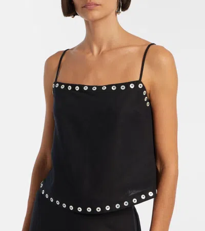 Staud Kirra Linen-blend Tank Top In Animal Print