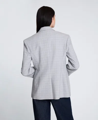 Kenneth Cole Plaid Slim One Button Jacket With Peak Lapel In Gray