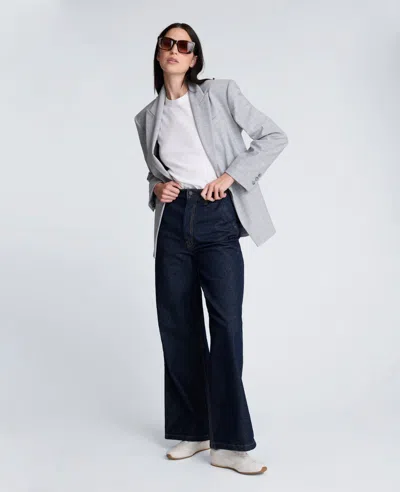 Kenneth Cole Plaid Slim One Button Jacket With Peak Lapel In Gray