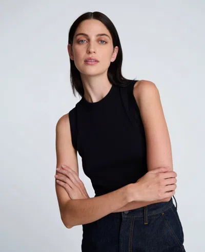 Kenneth Cole Crew Neck Cotton Tank Top In Black