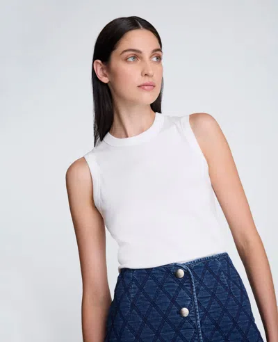 Kenneth Cole Crew Neck Cotton Tank Top In White