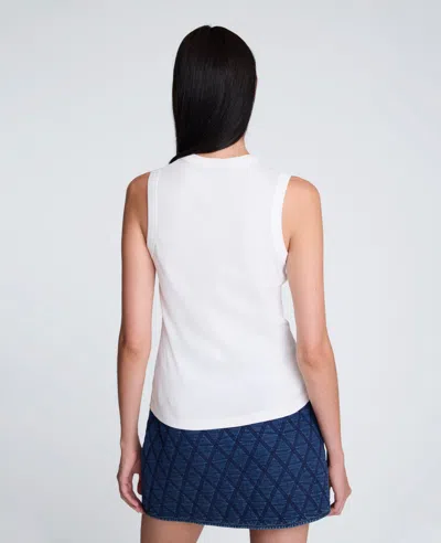 Kenneth Cole Crew Neck Cotton Tank Top In White