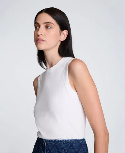 Kenneth Cole Crew Neck Cotton Tank Top In White