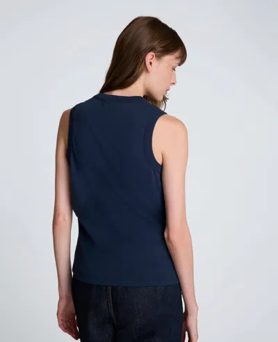 Kenneth Cole Crew Neck Cotton Tank Top In Blue