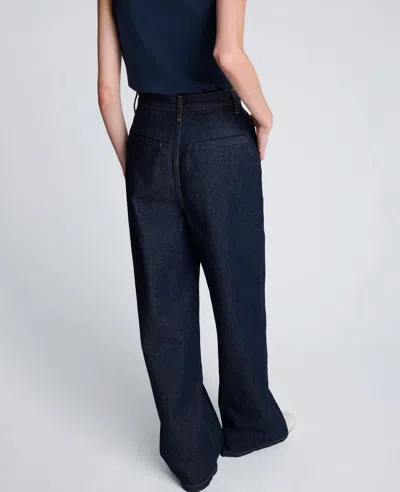 Kenneth Cole Denim High Rise Wide Leg Jean Pant In Blue