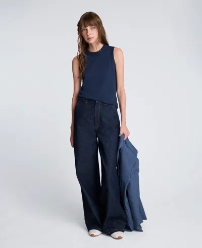 Kenneth Cole Denim High Rise Wide Leg Jean Pant In Blue