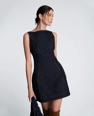 Kenneth Cole Hourglass Denim Mini Dress In Blue