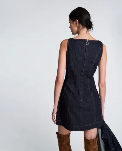 Kenneth Cole Hourglass Denim Mini Dress In Blue