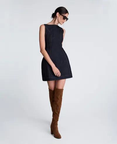 Kenneth Cole Hourglass Denim Mini Dress In Blue