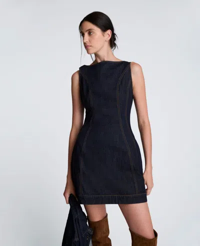 Kenneth Cole Hourglass Denim Mini Dress In Blue