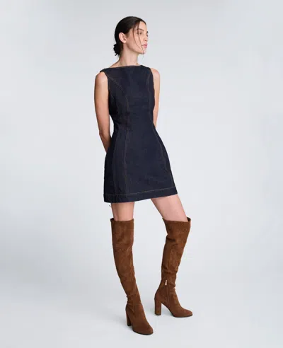 Kenneth Cole Hourglass Denim Mini Dress In Blue