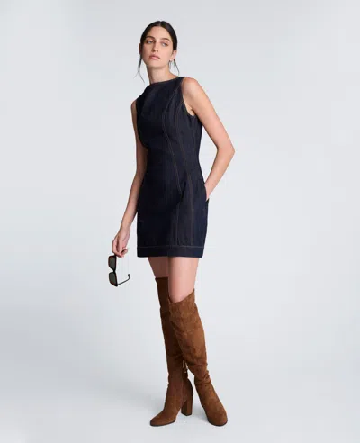 Kenneth Cole Hourglass Denim Mini Dress In Blue