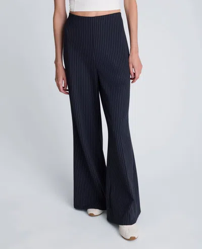 Kenneth Cole Pinstripe Knit Pull-on Flare Pant In Blue