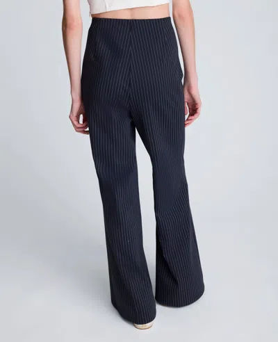 Kenneth Cole Pinstripe Knit Pull-on Flare Pant In Blue
