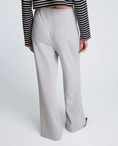 Kenneth Cole Scuba Knit High Rise Pull-on Wide Leg Pant In Gray