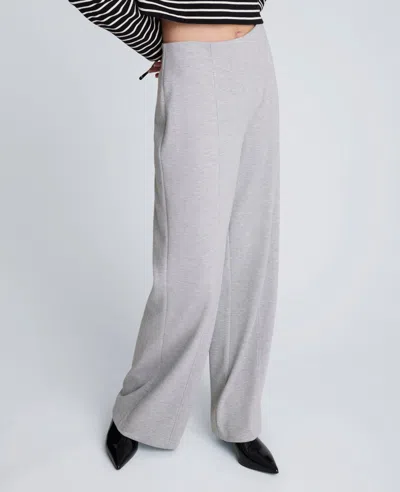 Kenneth Cole Scuba Knit High Rise Pull-on Wide Leg Pant In Gray