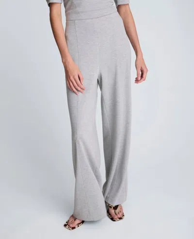 Kenneth Cole Scuba Knit High Rise Pull-on Wide Leg Pant In Gray