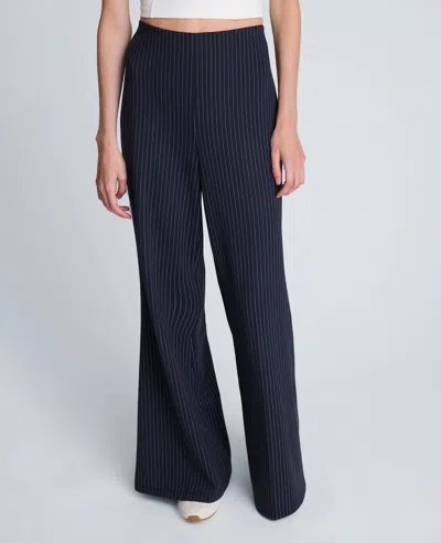 Kenneth Cole Pinstripe Knit Pull-on Flare Pant In Blue