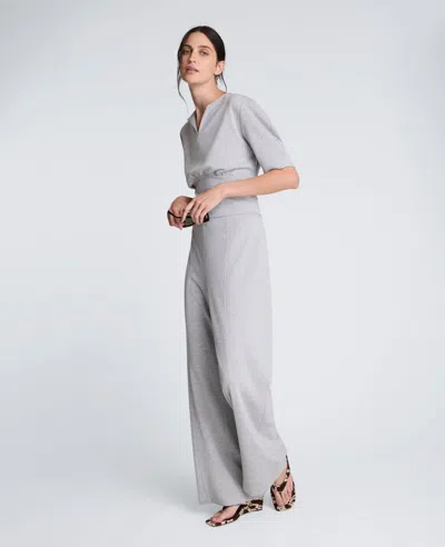 Kenneth Cole Scuba Knit High Rise Pull-on Wide Leg Pant In Gray