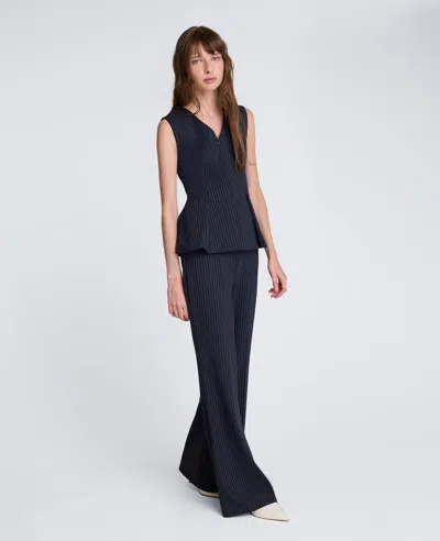 Kenneth Cole Pinstripe Knit Pull-on Flare Pant In Blue