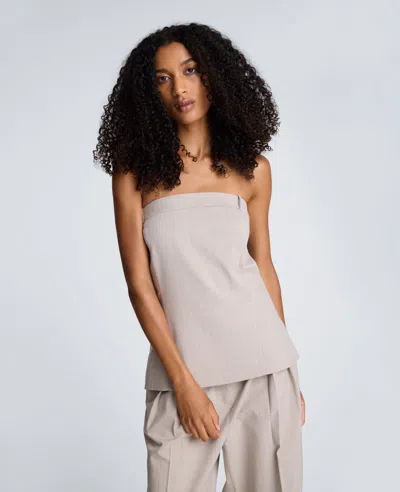 Kenneth Cole Plaid Sleeveless Bustier With Belt Loops