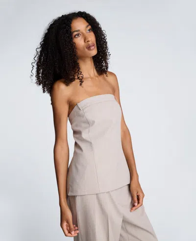 Kenneth Cole Plaid Sleeveless Bustier With Belt Loops