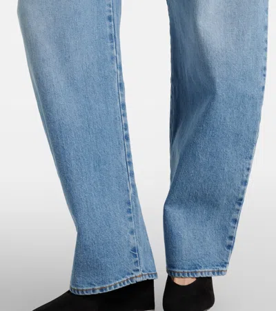 Alaïa High-rise Barrel-leg Jeans In Blue