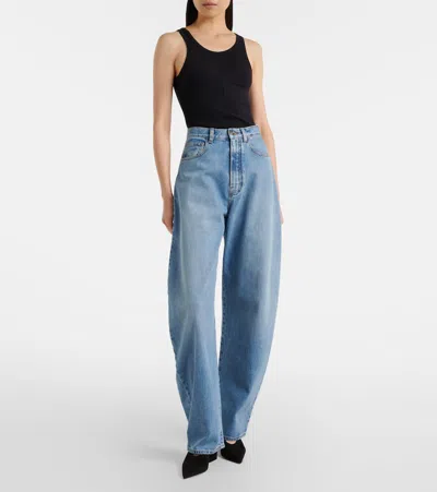 Alaïa High-rise Barrel-leg Jeans In Blue