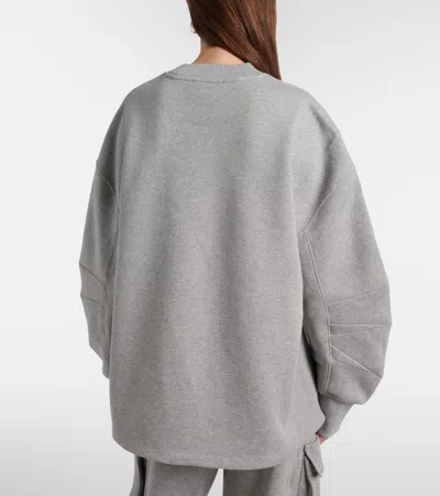 Attico Oversized Cotton Jersey Sweatshirt In Gray