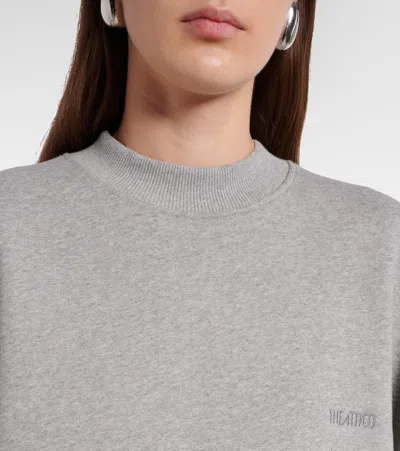 Attico Oversized Cotton Jersey Sweatshirt In Gray