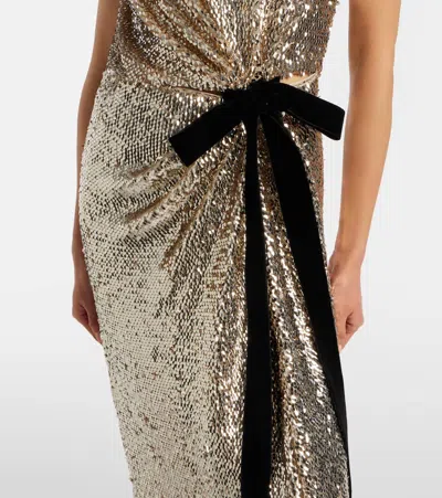 Simkhai Womens Gold Multi Felicity Sequin Stretch-woven Gown In Brown