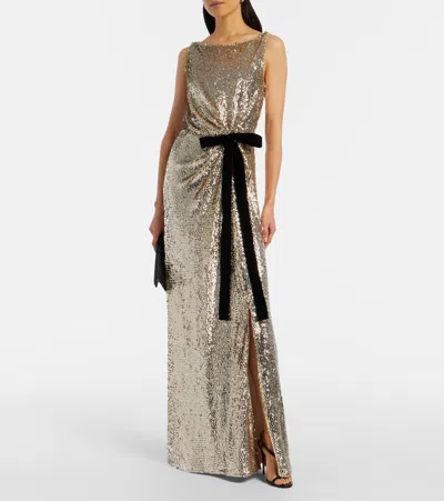 Simkhai Womens Gold Multi Felicity Sequin Stretch-woven Gown In Brown