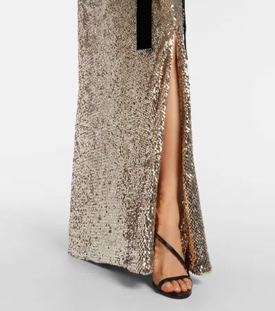 Simkhai Womens Gold Multi Felicity Sequin Stretch-woven Gown In Brown