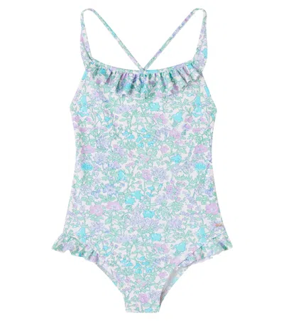 Bonpoint Lacey Floral Ruffled Swimsuit In Multi
