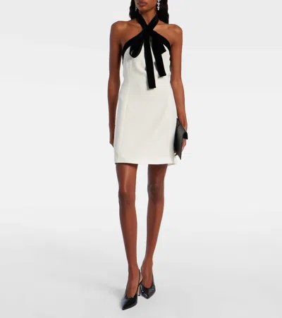 Simkhai Jolie Velvet-trimmed Crepe Minidress In White