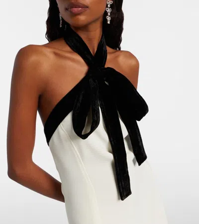 Simkhai Jolie Velvet-trimmed Crepe Minidress In White